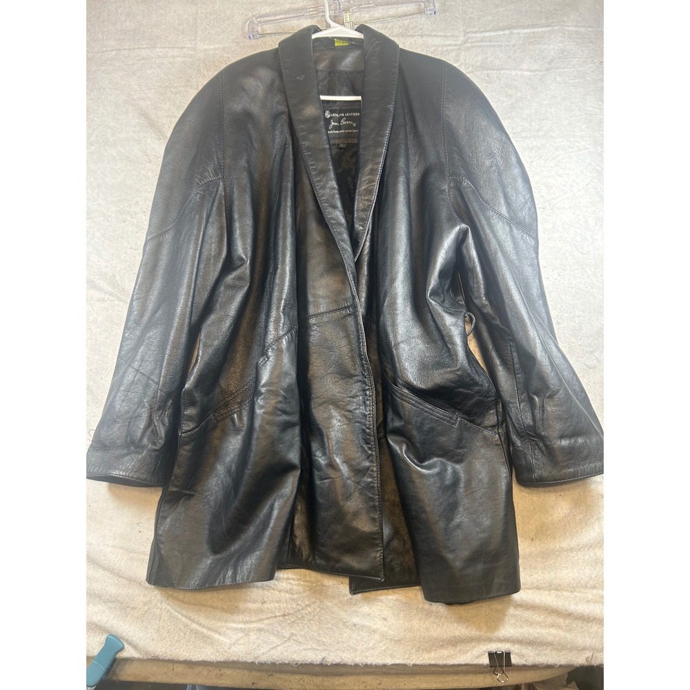 Jean Pierre Genuine Leather Black Blazer Style Jacket Ladies Large